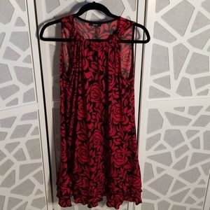 MSK Red & Black Swing Ruffled Sequined Dress